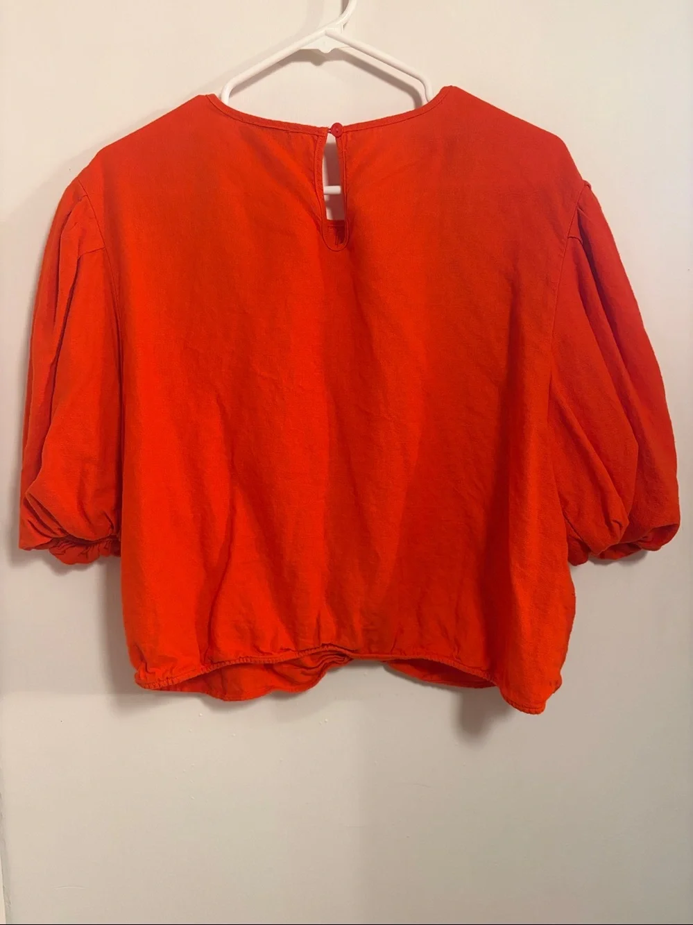MARC NEW YORK Bubble Hem Puff Sleeve Blouse POPPY RED Large